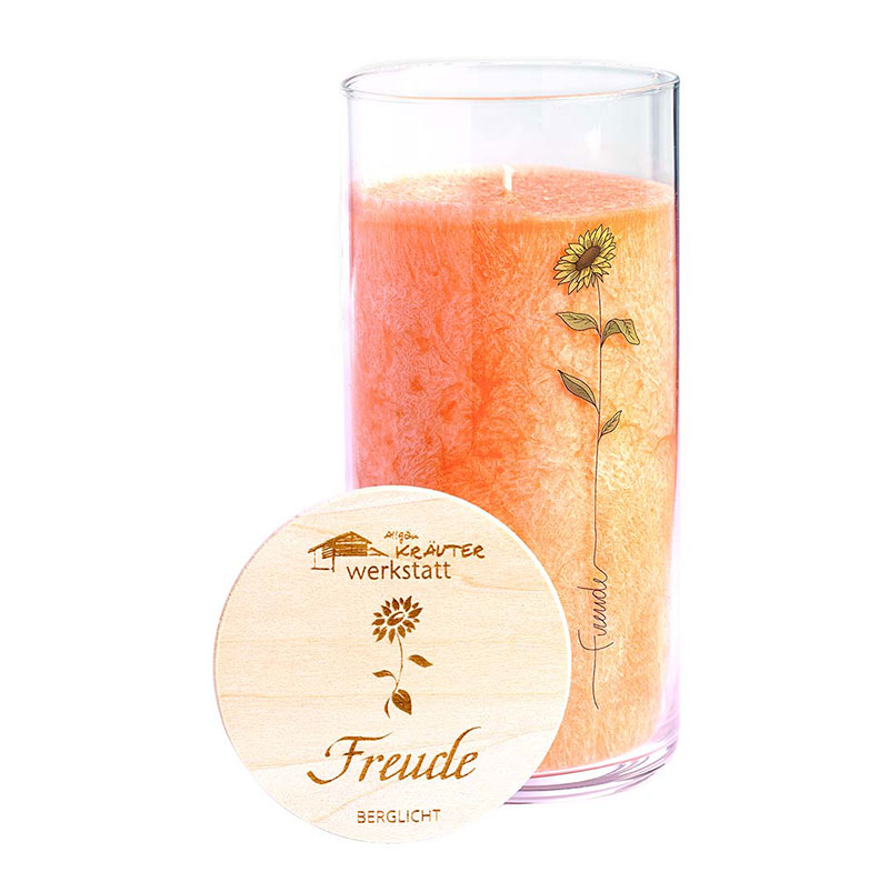 Heilkraeuterkerze im Glas - Freude